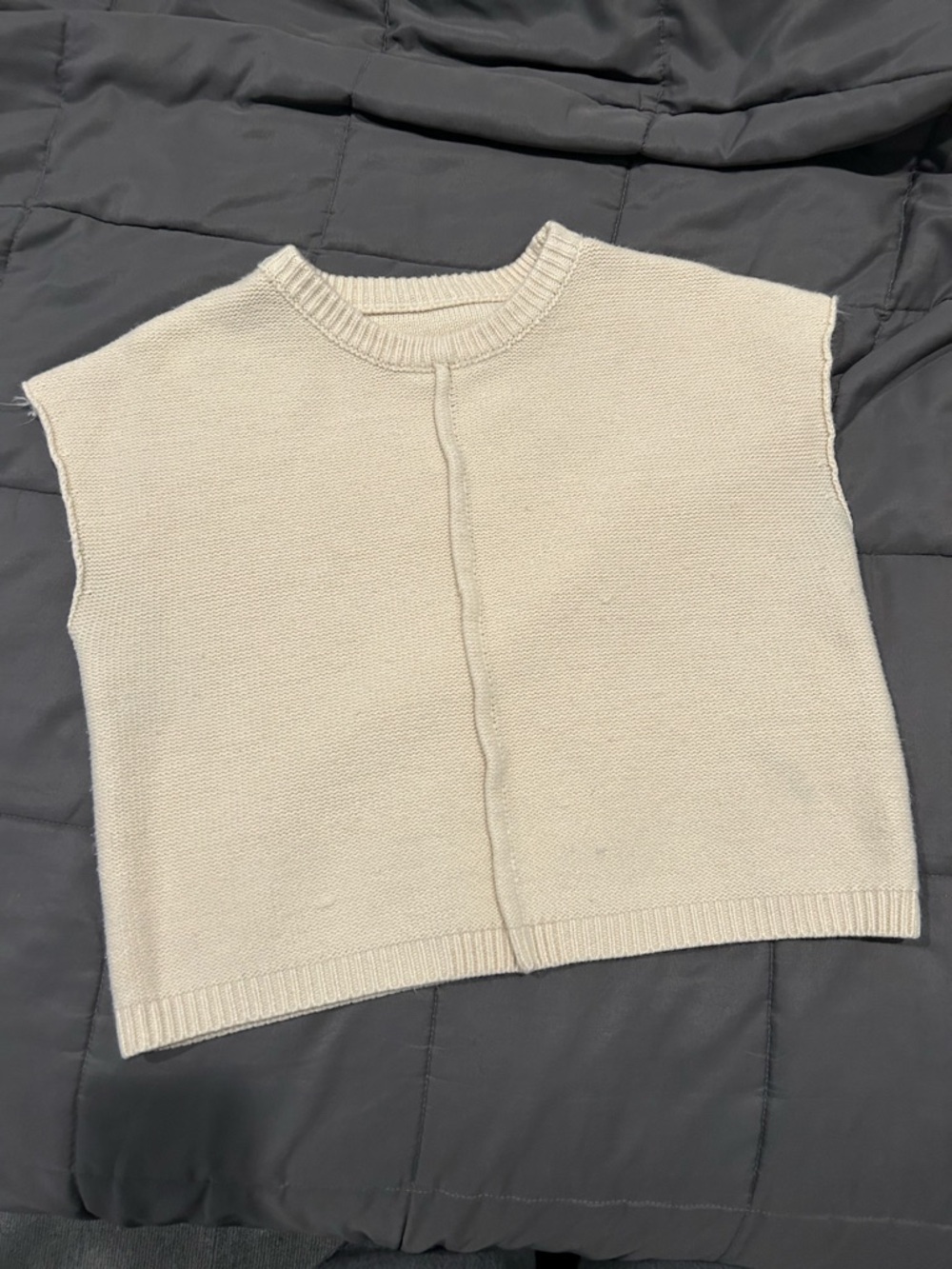 Sleeveless Cream Knit Crop Top
